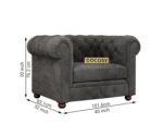 Chesterfield 1 Seater Sofa Grey - Image 6