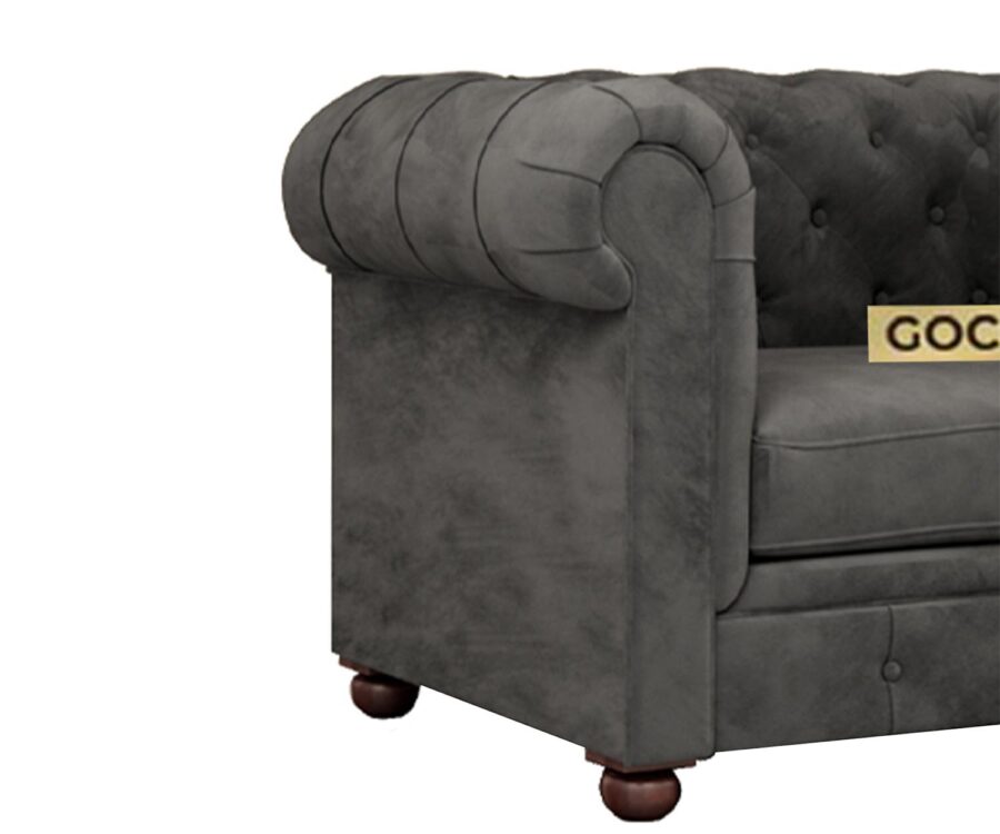 Chesterfield 1 Seater Sofa Grey - Image 4