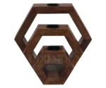 Hexagonal Wooden Candle Stand Set – Set of 3 | Rustic Decor - Image 3