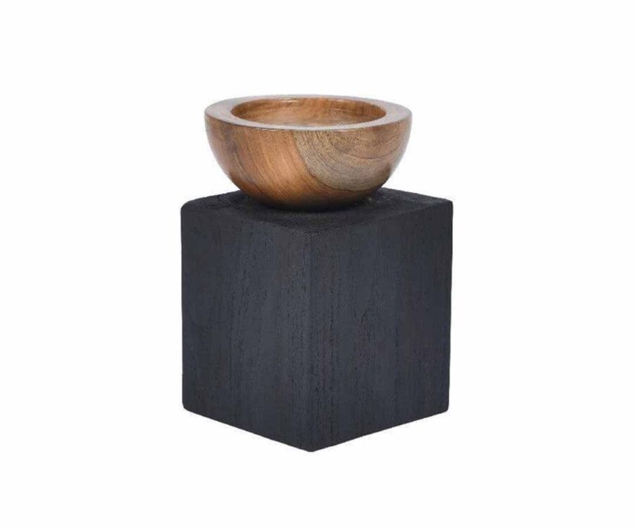 Wooden Candle Holder – 3.5"x 3.5"x6" Rustic Modern Design - Image 3