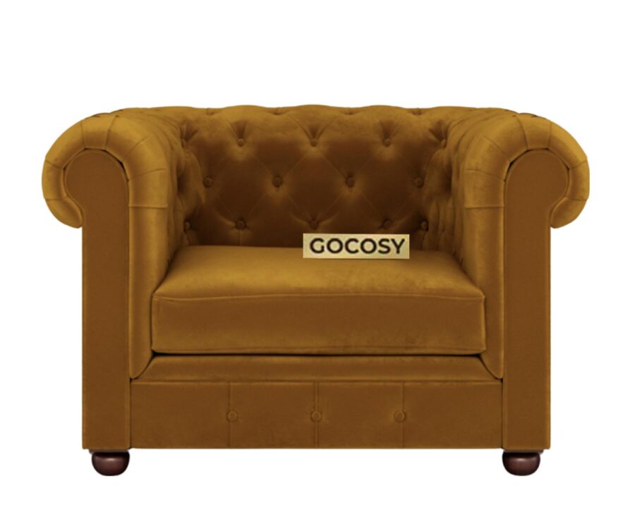 Chesterfield 1 Seater Sofa Mustard Color - Image 2