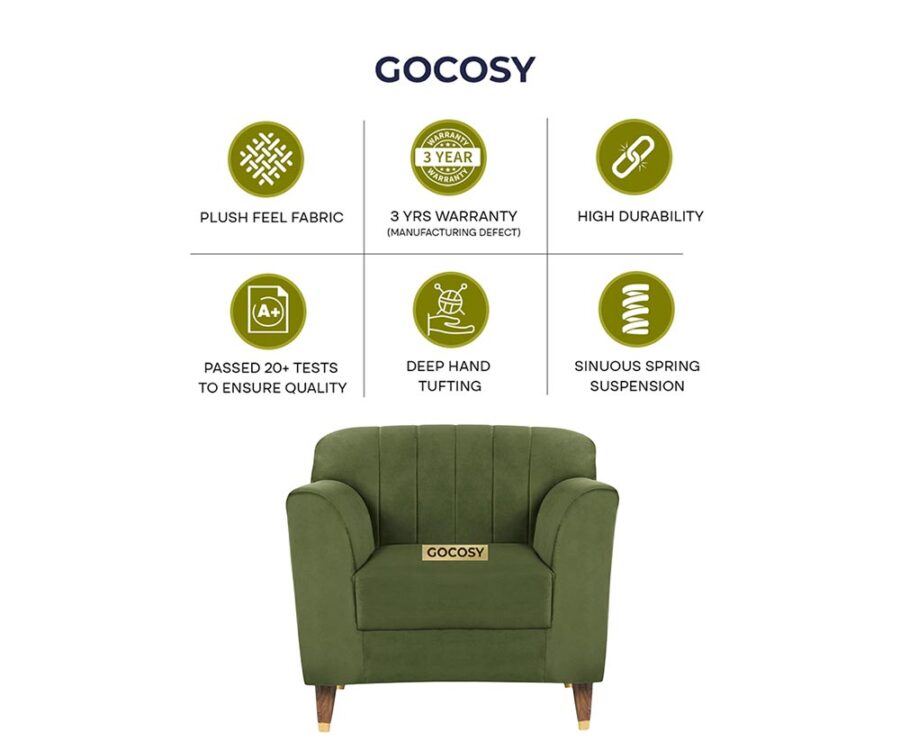 Maximo 1 Seater Sofa Olive Blue - Image 7