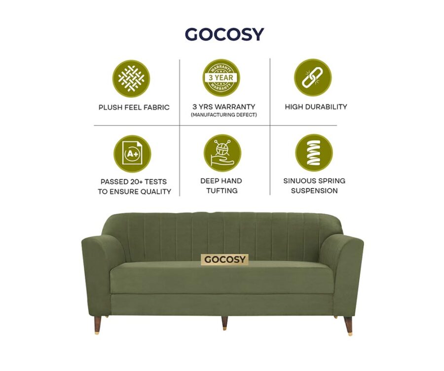 Maximo 3 Seater Sofa Olive Green - Image 7