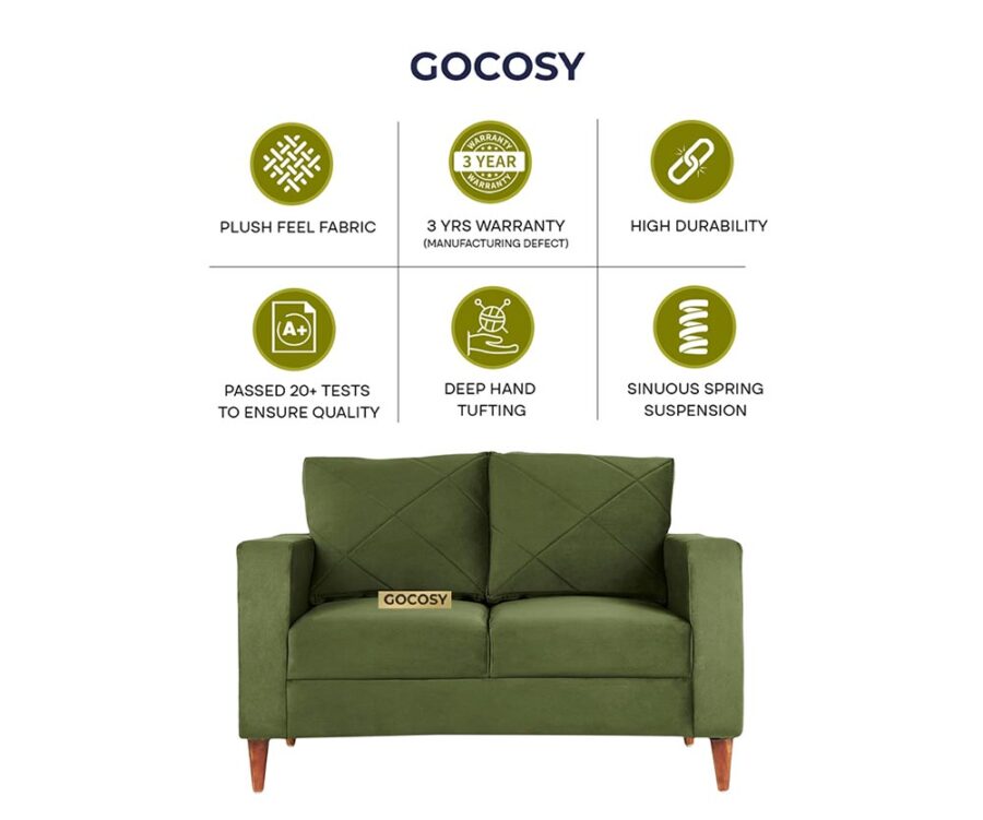Crosso 2 Seater Sofa Mid Century Forest Green - Image 7