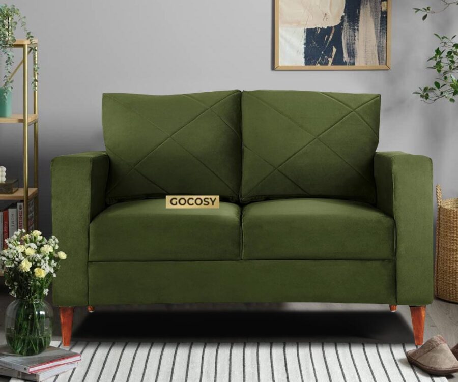 Crosso 2 Seater Sofa Mid Century Forest Green - Image 1