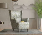Flowra Striped Wing Chair – Comfort with Style