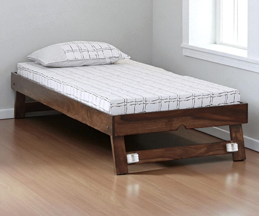 Troy | Wooden Solid Bed | Without Storage | SL Natural Finish - Image 1