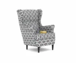 Cozy Wing Chair with Striped Fabric – Perfect for Reading Corners - Image 2