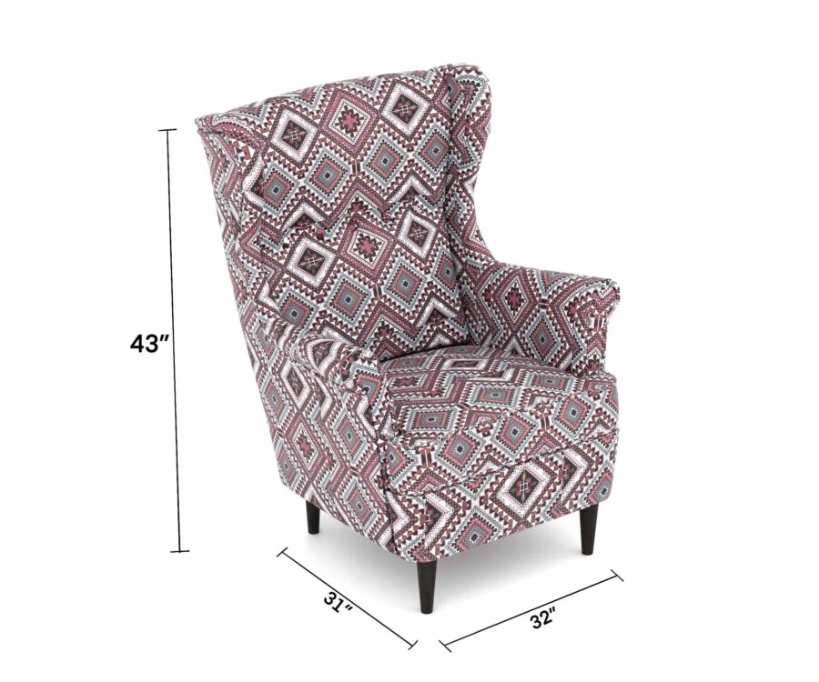 Flowra Wing Chair – Classic Geometric design Armchair by Woodmount - Image 2