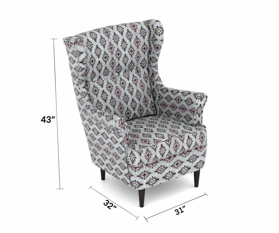 Cozy Wing Chair with Striped Fabric – Perfect for Reading Corners - Image 7
