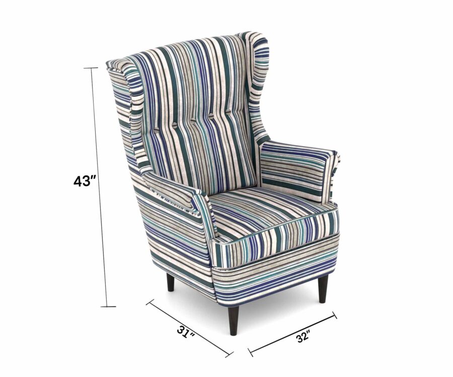 Flowra Wing Chair with Printed Fabric - Image 3