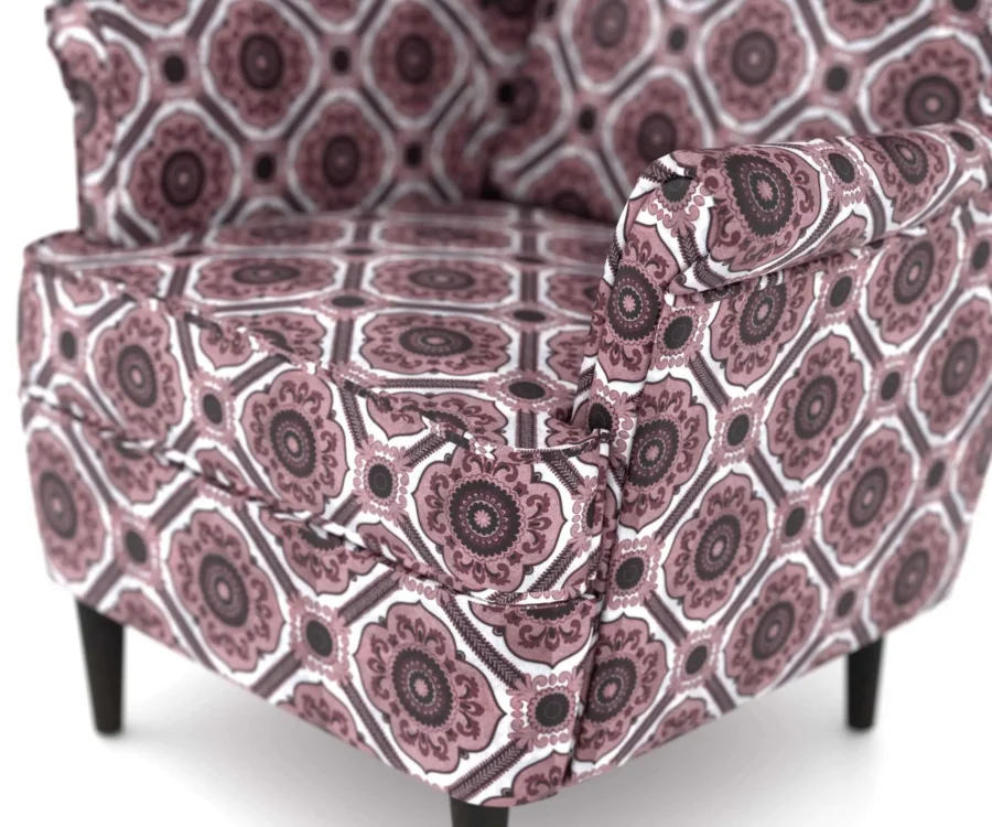 Flowra Wing Chair With Printed Fabric - Image 6