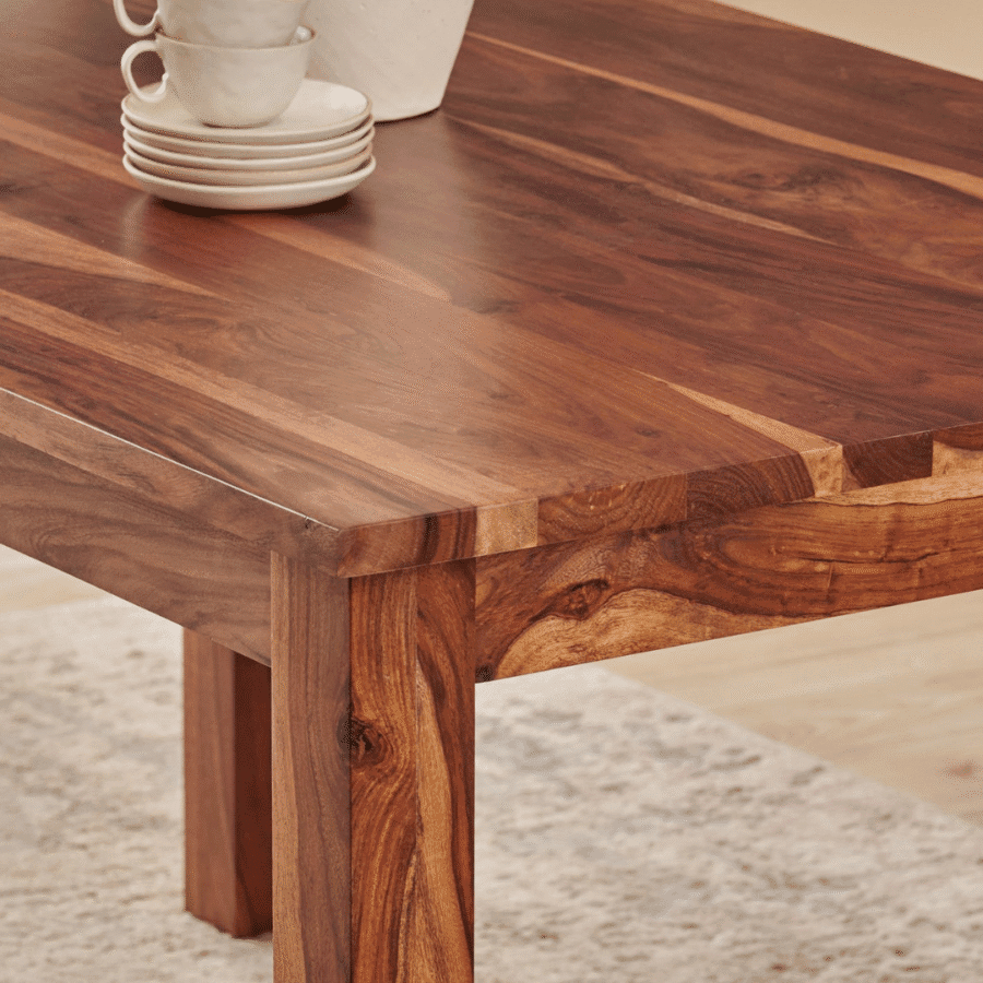 Woodmount Sheesham Wood 6-Seater Dining Table - Brown - Image 5
