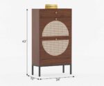 Royal Rattan | Solid Wood Tall Cabinet | Metal Legs | Brown Finish - Image 6