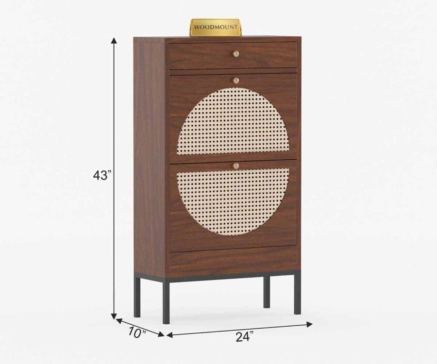 Royal Rattan | Solid Wood Tall Cabinet | Metal Legs | Brown Finish - Image 6