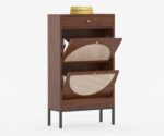 Royal Rattan | Solid Wood Tall Cabinet | Metal Legs | Brown Finish - Image 5