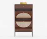 Royal Rattan | Solid Wood Tall Cabinet | Metal Legs | Brown Finish - Image 4