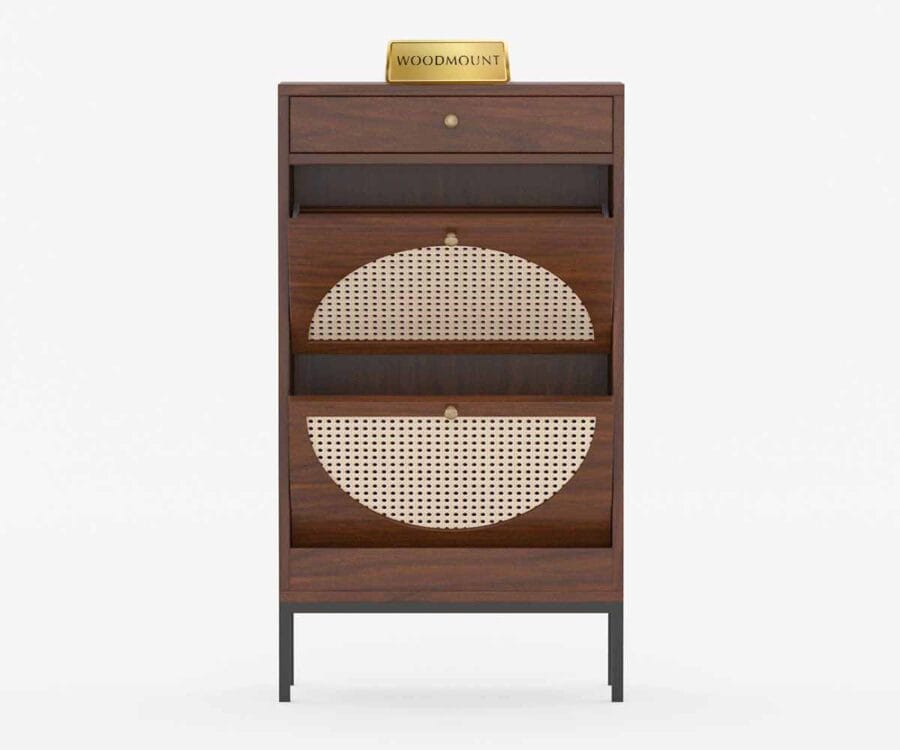 Royal Rattan | Solid Wood Tall Cabinet | Metal Legs | Brown Finish - Image 4