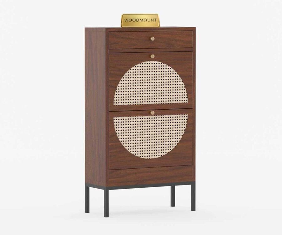 Royal Rattan | Solid Wood Tall Cabinet | Metal Legs | Brown Finish - Image 3
