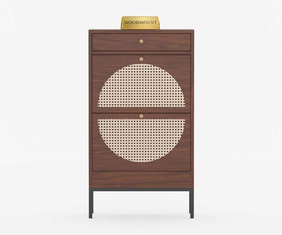 Royal Rattan | Solid Wood Tall Cabinet | Metal Legs | Brown Finish - Image 2