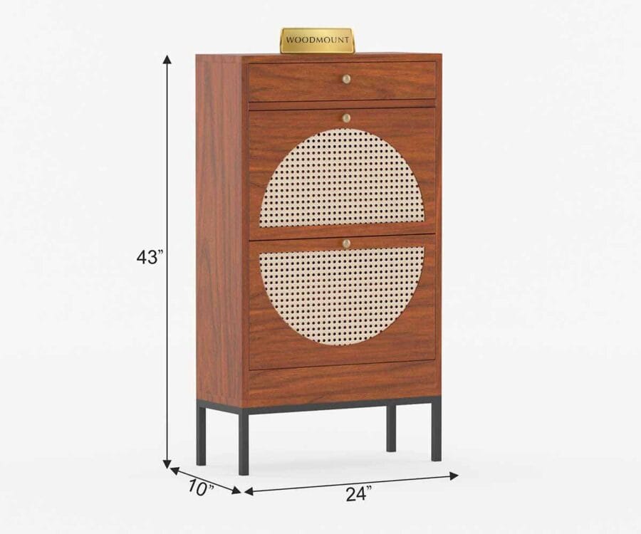 Royal Rattan | Solid Wood Tall Cabinet | Metal Legs | Honey Finish - Image 6