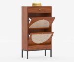 Royal Rattan | Solid Wood Tall Cabinet | Metal Legs | Honey Finish - Image 2