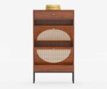 Royal Rattan | Solid Wood Tall Cabinet | Metal Legs | Honey Finish - Image 5