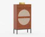 Royal Rattan | Solid Wood Tall Cabinet | Metal Legs | Honey Finish - Image 4