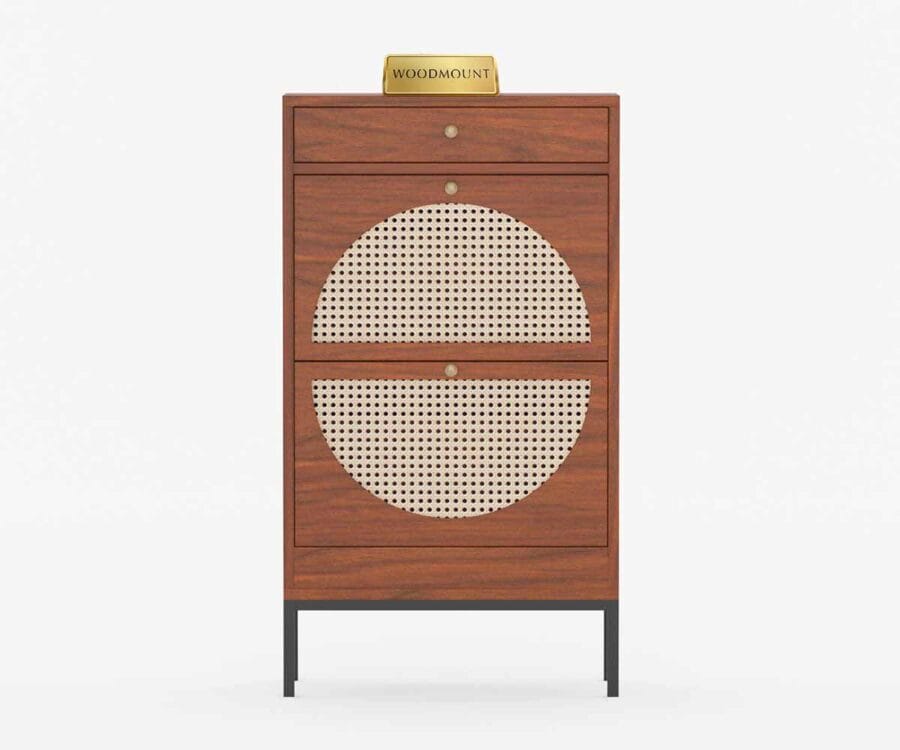 Royal Rattan | Solid Wood Tall Cabinet | Metal Legs | Honey Finish - Image 3